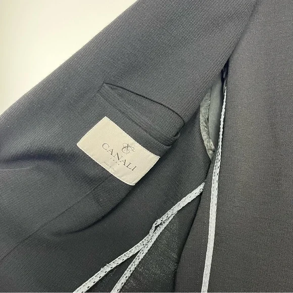 Canali Travel Knit Solid Black Sportcoat Suit Jacket Blazer Size 42 NWT
